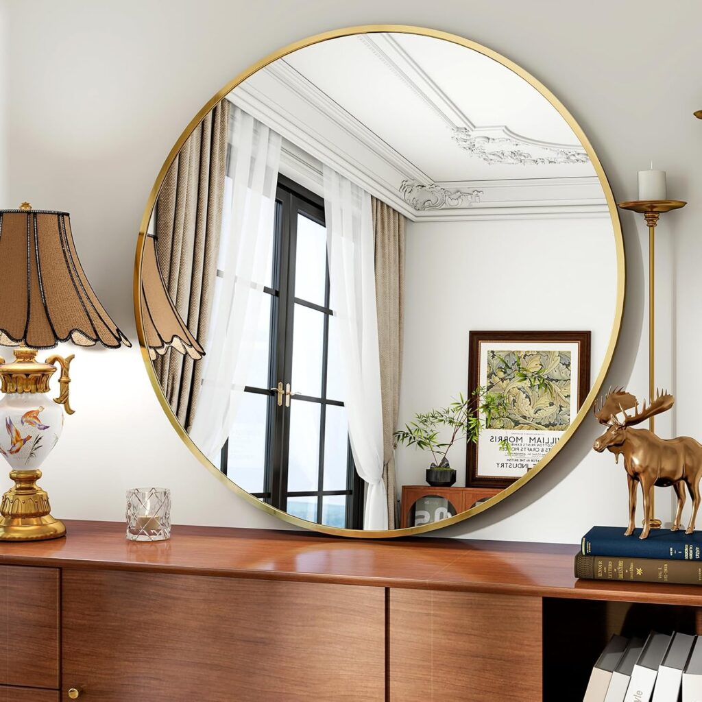 Miroir rond salon moderne tendance déco 2026