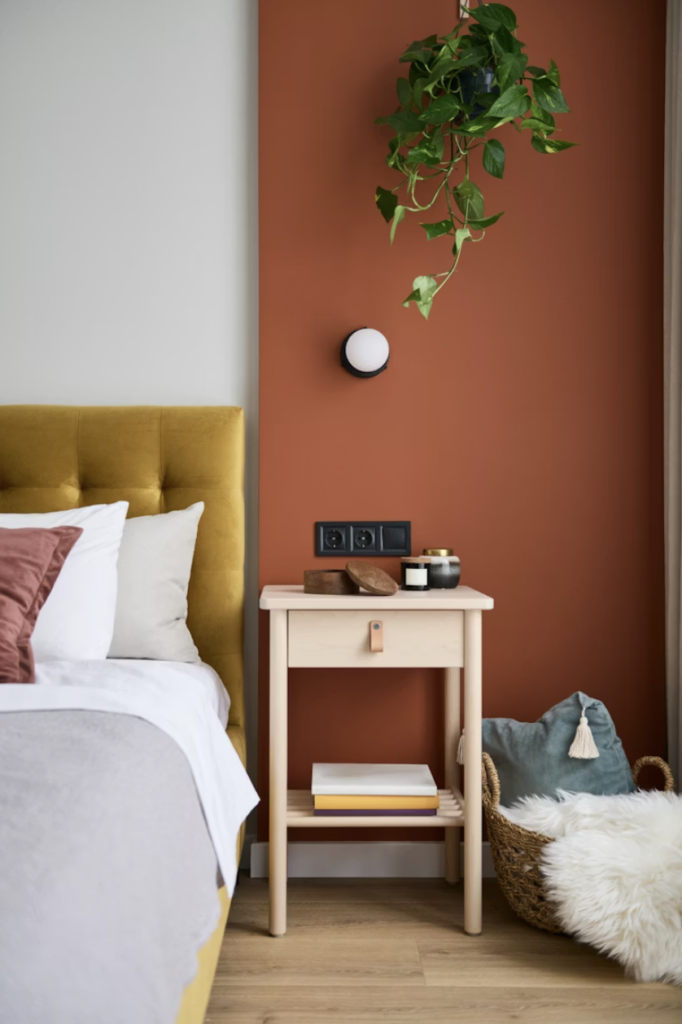 Chambre terracotta rose poudré couleur chambre cosy chaude cocooning
