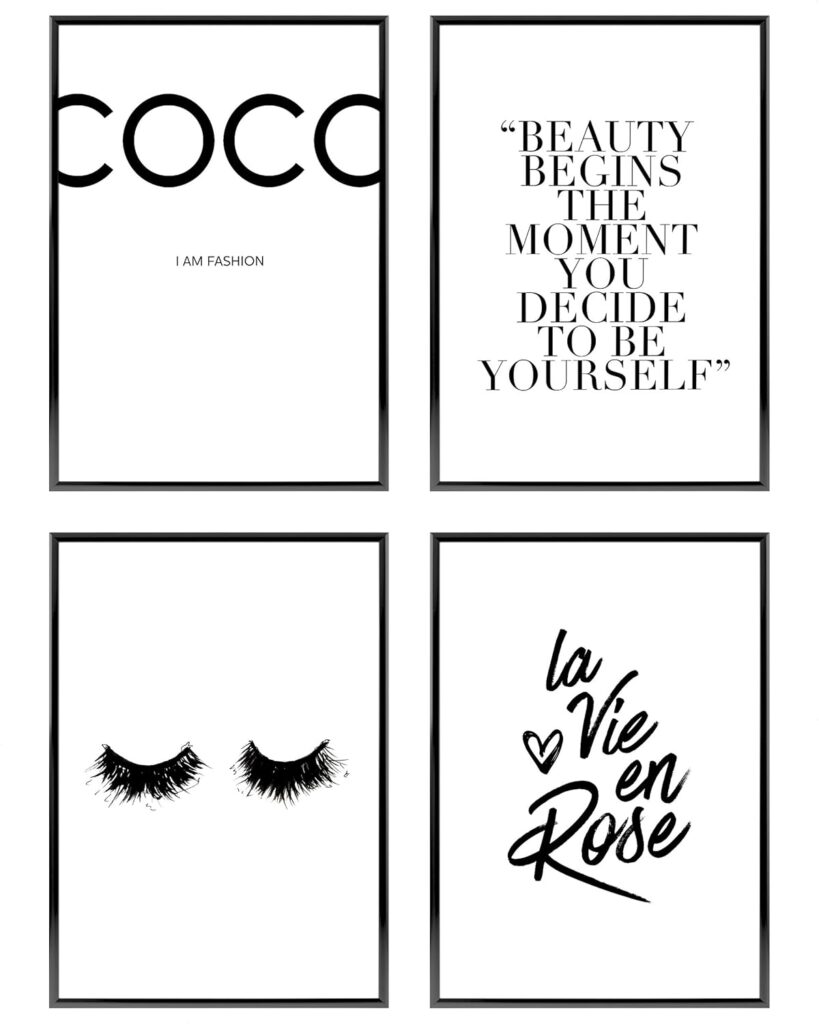 Mur de cadres photo et affiches botaniques décoration chambre cosy