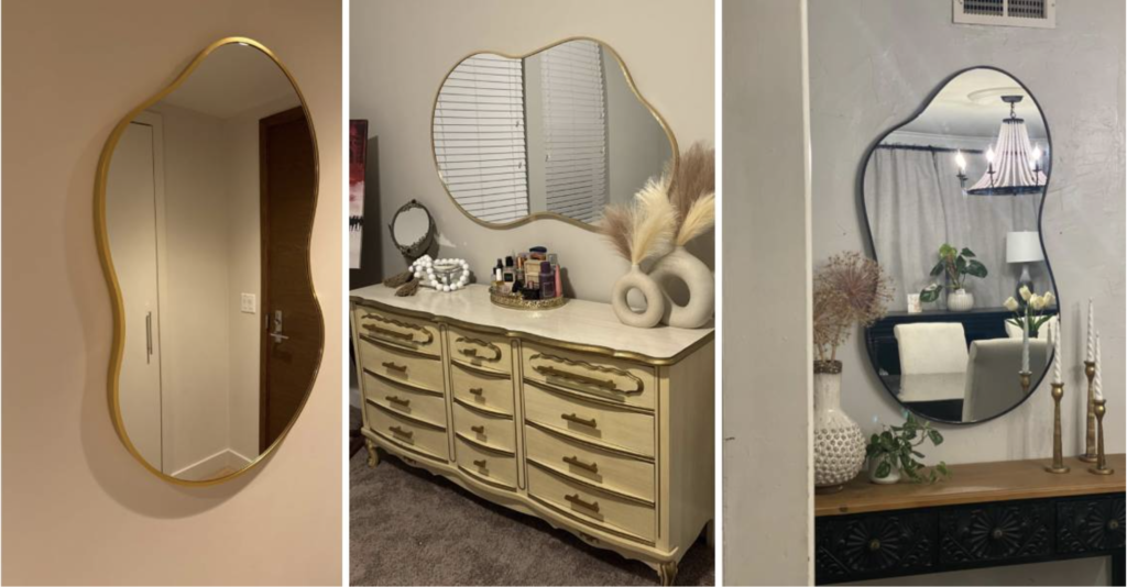 miroir tendance 2026 organique doré intérieur cosy